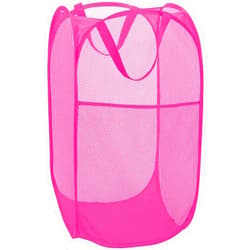 BATTOO Deluxe Strong Mesh Pop up Laundry Hamper Basket with Side Pocket for Laundry Room, Bathroom, Kids Room, College Dorm or Travel Blush
