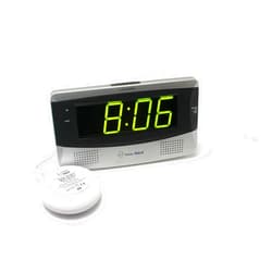 Sonic Alert Large Digital Clock, Loud Alarm Clock for Heavy Sleepers with Snooze, Full Range Brightness Dimmer, Outlet Powered Digital Clocks for Bedroom, Desk, Bedside, Shelf (gray) Silver