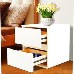 Mkyiongou Nightstand with Drawers, Narrow Solid Wood Couch Side Table for Living Room, Small Spaces Bedroom Organization and Storage，17.71-inch Slit Storage（On The Left）