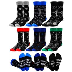 Eurzom 6 Pairs Funny Math Science Socks for Men Novelty Graduation Teacher Gift for Chemist Mathematicians Biology Scientists