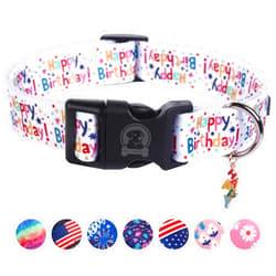 MR.CHUBBYFACE MR. CHUBBYFACE Birthday Dog Collar with Patterns Soft Adjustable Pet Boy Girl Collar for Small Medium Large Dogs