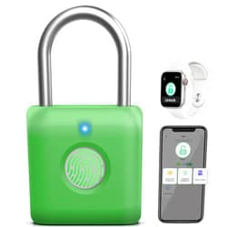 Pothunder Fingerprint Padlock, Smart Padlock, Locker Lock, Combination Lock, Fingerprint Lock with APP Unlock, USB Rechargeable, Suitable for Gym Locker, Locker(Avocado Green)