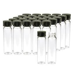 PEKYBIO 20 PCS 8ML (2 dram) Clear Small Liquid Sample Glass Vials with Screw Caps, 17mm Diameter x 60mm Length Leak-Proof Vial, 15-425 Black Screw Cap with PE Liners