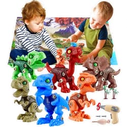 Gleamkid 6 Pack Kids Toys Stem Dinosaur Toys, Kids Take Apart Construction Building Toys Learning Educational Dino Kit Play Set Party Christmas Birthday Gifts for Toddler Boys Girls Age 3 4 5 6 7 8 + Year Old