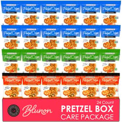 Blunon Pretzel Crisps Variety Pack - Bulk Assortment Snack Factory - Care Package Gift Box (24 Count)