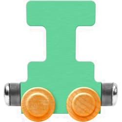 Maple Landmark NameTrain Pastel Letter Car I - Made in USA (Green)