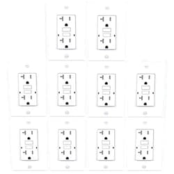 3GRACE 20 Amp GFCI Outlet, Tamper-Resistant, Weather Resistant Receptacle Indoor or Outdoor Use, LED Indicator with Decor Wall Plates and Screws，UL Listed, White (10 Pack)