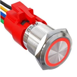 APIELE 19mm Latching Push Button Switch 12V DC Angel Eye Halo Ring LED Metal 0.74