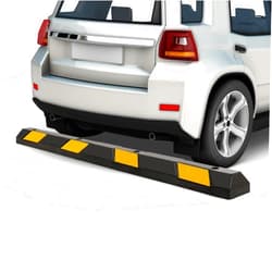 Goplus Parking Block, 72” Rubber Parking Bumpers with 8 High Reflective Yellow Safety Stripes, Heavy Duty Parking Target, Garage Wheel Stoppers Parking Curb for Car, Truck, RV and Trailer