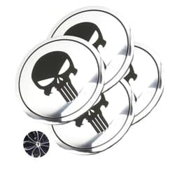 Luminuti 1 Pack 4 Pcs Car Hub Center Cap Decal, Wheel Hub Center Cap Cover Skull Pattern Decoration,2.23 Inches Silvery Hub Center Cap for Most Car Models.