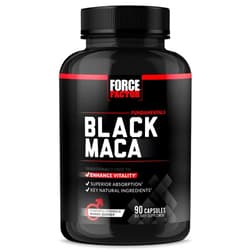FORCE FACTOR Black Maca Root 1000mg, Vitality Supplement for Men with Black Pepper Extract for Absorption, Natural Maca Negra Extract, 90 Capsules