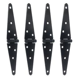 T Tulead 4PCS Iron Door Hinges Shed Hinges Strap Hinges Gate Hinge 5.31-Inch Black Hinges with Mounting Screws