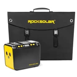 ROCKSOLAR 80W Power Bank Charger and 30W Solar Panel - Portable Small Energy Storage Power Generator Kit and 12V Foldable Solar Panel with AC/12V DC/USB Outlet for Backup Power, Camping, Emergency