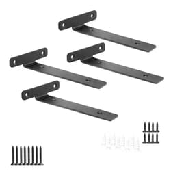 LooftMate 4 Pack Floating Shelf Brackets,6 Inch Heavy Duty Industrial Wall Shelf Bracket,Black Metal Hidden L Brackets for Shelves Support