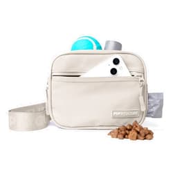 Pup Culture Cross Body Dog Training Treat Pouch | Removable Treat Pouch for Anytime Puppy Training | Built in Poop Bag Dispenser & Used Dog Poop Bag Holder | Stylish Dog Treat Pouch - Cream