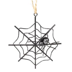 Needzo Halloween Tree Ornament, Spider Web Hanging Ornaments, Metal with Jute Rope Loop, 4.12 Inches