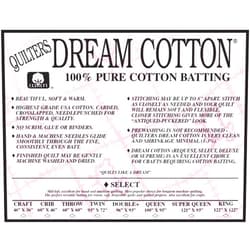 Quilters Dream Natural Cotton Select Batting (93in x 72in) Twin