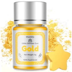 Shanlinly Gold Luster Dust Edible - 8 Grams Food Grade Edible Gold Paint Shimmer Cake Dust, Metallic Drinks Glitter Food Coloring Powder for Cake Decorating, Desserts, Chocolates, Kosher | Vegan
