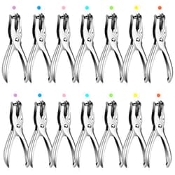 Lanties 24 Pack 1 Hole Punch 1/4 Inch Single Hole Puncher Metal 5 Sheet Capacity Single Punch Set Silver Paper Punches for Greeting Cards Scrapbook Notebook Puncher Craft Paper Hand Tool