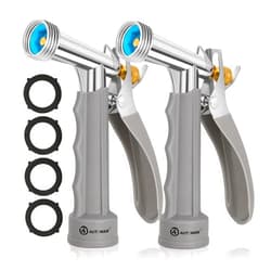 AUTOMAN Full Size Garden Hose Nozzle 2 Pack, High Pressure Pistol Grip Water Nozzle Sprayer with Threaded Front, Adjustable Spray Water Flow for Washing Car, Cleaning Ground, Watering Plants