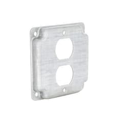 Hubbell-Raco 902C 1 Duplex Receptacle 4-Inch Square Exposed Work Cover, Silver