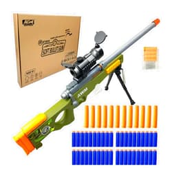 AGM MASTECH AWM Shell-Throwing Blaster Set, 40 Official Foam Darts, 12 Shells, 2 Magazines. Fun Playset for Boys Girl, Kids, and Adults (Green)