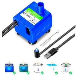 OYES Cat Water Fountain Pump, Pet Water Fountain Pump Compatible Motor, DR-DC160 for Cat Drinking Fountain Cat Water Dispenser Replacement (With LED & Brush)