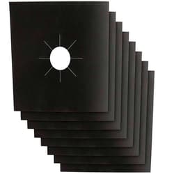 YRYM HT Stove Burner Covers - Gas Stove Protectors Black 0.2mm Double Thickness, Reusable, Non-Stick, Fast Clean Liners for Kitchen/Cooking. Stove top Covers Gas Burners Size 10.6