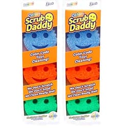 Scrub Daddy Colors Sponge Set - FlexTexture Sponge, Soft in Warm Water, Firm in Cold, Deep Cleaning, Dishwasher Safe, Multi-use, Scratch Free, Odor Resistant, Functional, Ergonomic, 3ct (Pack of 2)