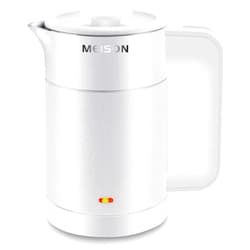 MEISON 0.6L Small Electric Kettles Stainless Steel, Travel Mini Hot Water Boiler Heater, Double Wall Cool Touch Portable Teapot, Auto Shut-Off & Boil-Dry Protection, 120V/800W, 2 Year Warranty (white)