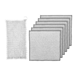 LANMU 7 Pcs Cast Iron Cleaner Set, Include Chainmail Scrubber, Non-Scratch Wire Dishcloth for Pans Sinks Dutch Oven Stove Tops