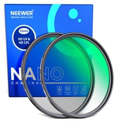 NEEWER 52mm CPL UV Lens Filter Kit, Circular Polarizer(Polarizing) UV Protection Filter Set with HD Optical Glass with Double Sided 30 Layer Nano Coatings Ultra Slim Aluminum Frame