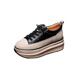 MSYINGL Women Hidden Wedgie Sneaker High Heels,Fashion Lace Up Leather Height Enhancers,Platform Sneaker