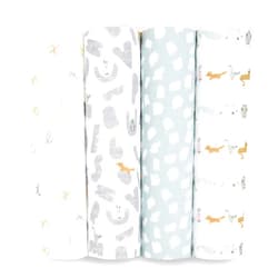 aden + anais Essentials Swaddle Blanket, Boutique Muslin Blankets for Girls & Boys, Baby Receiving Swaddles, Ideal Newborn & Infant Swaddling Set, Perfect Shower Gifts, 4 Pack, Alphabet Animals
