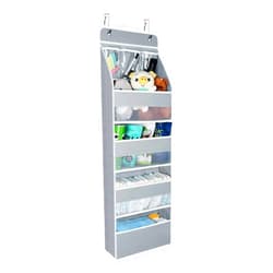 Univivi Door Hanging Organizer Nursery Closet Cabinet Baby Storage with 4 Large Pockets and 3 Small PVC Pockets for Cosmetics, Toys and Sundries (Grey)