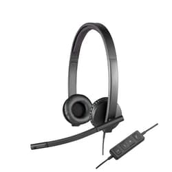 Logitech H570e Wired Headset, Stereo Headphones with Noise-Cancelling Microphone, USB, In-Line Controls with Mute Button, Indicator LED, PC/Mac/Laptop - Black