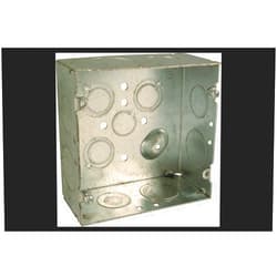 RACO Hubbell-Raco 8265 2-1/8-Inch Deep, 3/4-Inch and 1-Inch Side Knockouts Welded 4-11/16-Inch Square Box Gray