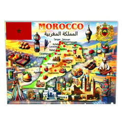World By Shotglass Morocco Graphic Map and Attractions Souvenir Fridge Magnet 2.5