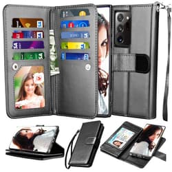 Njjex Galaxy Note 20 Ultra Case (2020), for Samsung Note 20 Ultra 5G Wallet Case, [9 Card Slots] PU Leather ID Credit Holder Folio Flip [Detachable] Kickstand Magnetic Phone Cover & Lanyard [Black]