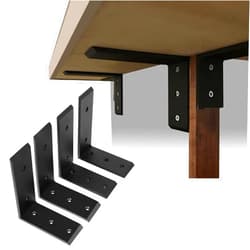 ECOTRIC 4Pcs Countertop Support Brackets Corbel Lot L Shelf for Table Bench, Bar Tops, Cabinetry, Shelves and DIY 500 LBS Heavy Duty Black Steel L6
