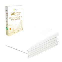 California Design Den Standard Queen Size Pillowcase Set - 400 Thread Count, 100% Cotton Sateen, Set of 2 Pillow Covers, Breathable, Cooling, Soft for Quality Sleep - Antique White