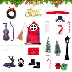 Wenrou Christmas Elf Holder Openable, Christmas Elf Door Decorations Kit, Elf Door Christmas Kit, Wooden Elf House, Elf Christmas Gnome Holder Set Home, Christmas, Snowmen, Christmas Trees