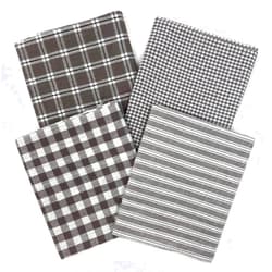 JCS Set of 4 Fat Quarters, Magnolia Gray Assorted Plaid Gingham Homespun Cotton Fabric Bundle by JCS