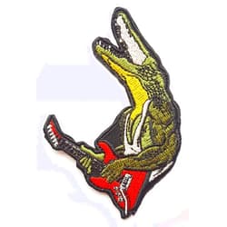 Nice Night Cartoon Patches Funny Crocodile Rock and Roll Red Guitar Punk Rock Patches Appliques Fabric Decorating for Hat Cap Polo Backpack Clothing Jacket T-Shirt DIY Embroidered Iron On/Sew On Patch