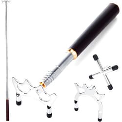 Skylety Retractable Billiards Cue Snooker Pool Bridge Stick with 3 Pieces Removable Bridge Head, Snooker Set Billiards Pool Cue Accessory for Pool Table