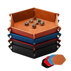 Nobranded SHYVIA Dice Tray for RPG DND Table Games Metal Dice Rolling Tray Holder Dice Storage Box Larger Size Double Sided Folding PU Leather and Velvet 4 Pieces