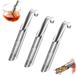 PETUPS Stainless Steel Tea Diffuser, 2024 New Tea Artifact Creative Pipe Tea Infuser Mesh Strainer with Hanging Hook Handle, Universal Fine Holes Tea Interval Diffuser for Loose Tea Leaf Coffee Etc.(3PCS)