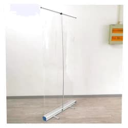 CUTPOIY Floor Standing Sneeze Guard, Portable Pull-Out Banner, Clear Film Protective Shield for Cafes, Retail Stores, Cashier, Receptionist, 120 * 200cm