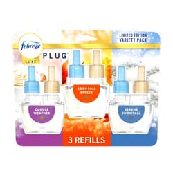 Febreze Plug In Air Freshener, Odor-Fighting Scented Oil Refill, Air Fresheners for Home and Bathroom and Kitchen, Long Lasting for Strong Odors, Premium Holiday Mix, 0.87oz Refills, 3 Count