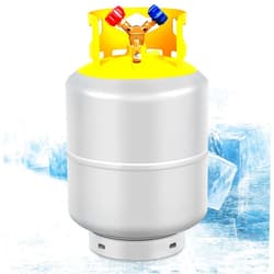 Cuilvu 50 LB Recovery Tank, Reusable Reclaim Cylinder Tank 1/4 SAE Y Valve Double Valve HVAC Recovery Tank Large Capacity Gray Yellow Upgraded